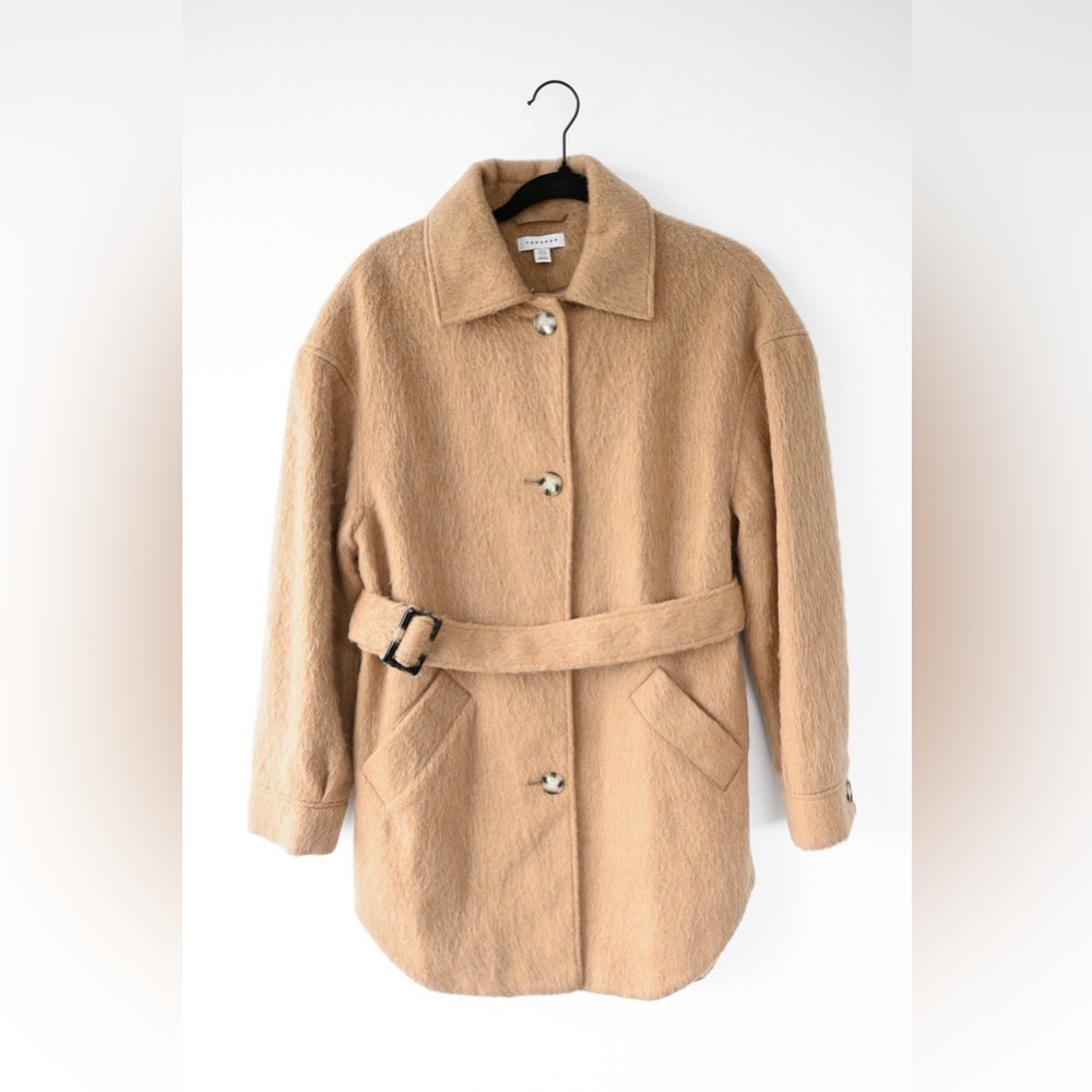 TOPSHOP Belted Wool Blend Coat